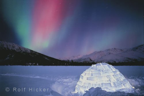 foto eines Igloo mit Nordlicht