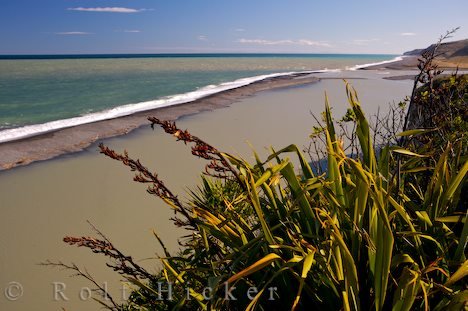 Endloser Sandstrand Hurunui River Neuseeland