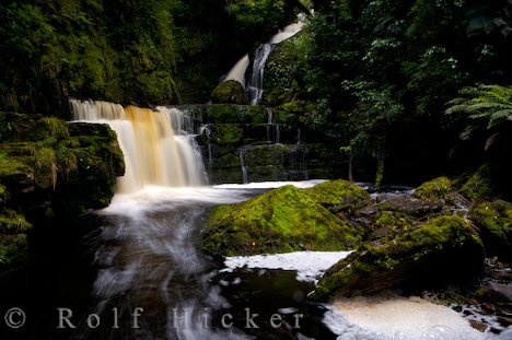 Klarer Wasserfall Idylle Natur Moos Neusseeland
