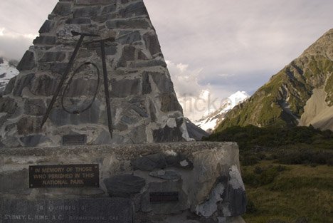 Mt Cook Nationalpark Gedenkstein