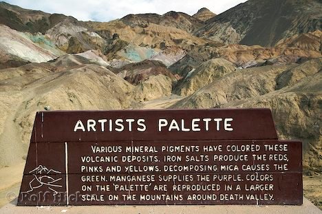 Artists Palette Death Valley Geologie Schild