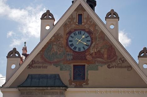Uhr Rathaus Freising Stadtzentrum