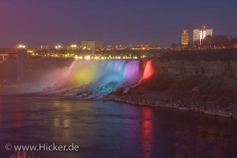 Bunte Farben Beleuchtung Niagarafaelle Kanada