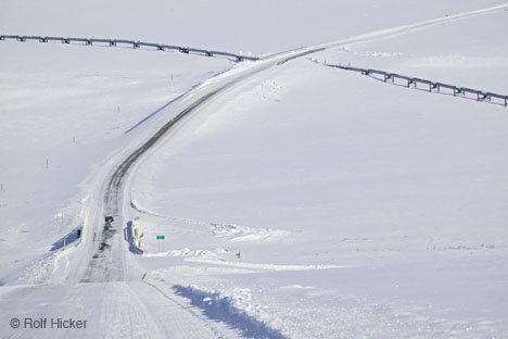 Winterlandschaft Arktische Tundra Dalton Highway Trans Alaska Pipeline